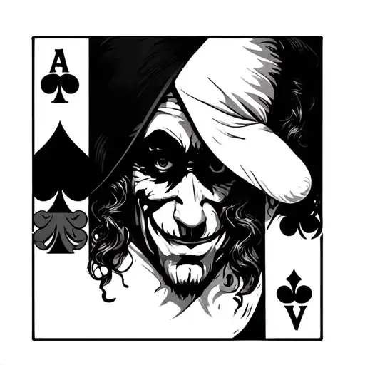 A Jester Covering Half Of His Face With A Ace Of Spade Card