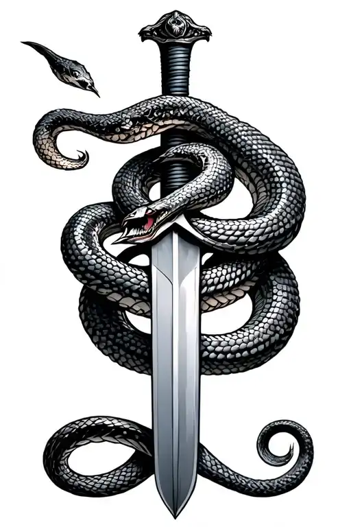 Sword Wrapped With Snake