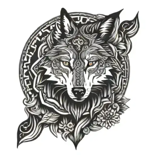 Mandala Sequence Wolf Design Tattoo Mens Arm