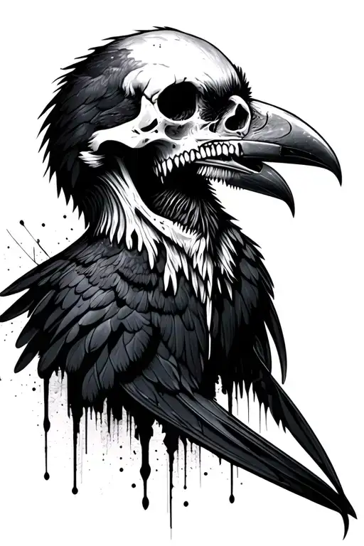 Raven Skull Poe Grunge Design