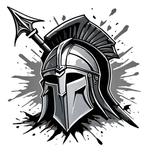 Spartan Helmet With A Spear Going Through It Shattering The Helmet