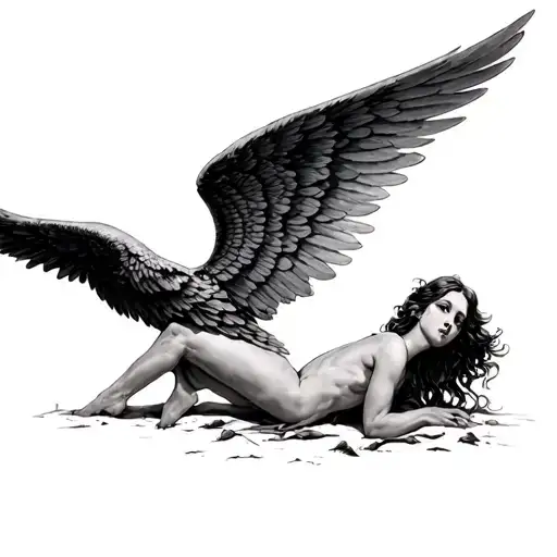 Fallen Angel With Wing Spread