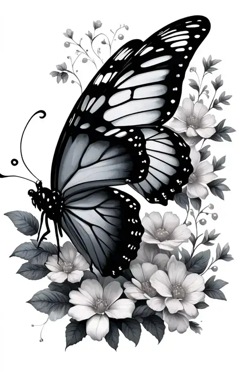 Floral Semicolon Butterfly Surrounded