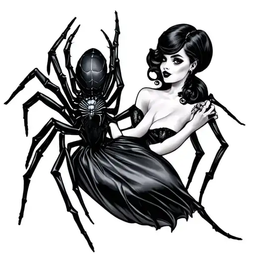 Spider Making Silk Dress For Curvy Pin Up Girl