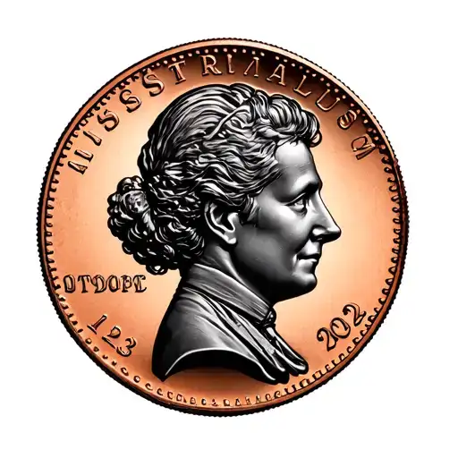 Australian Penny From 2023 As A Tattoo Black In
