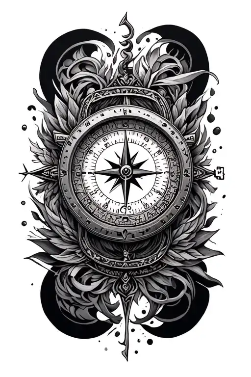Watch Compass Surrounded By Various