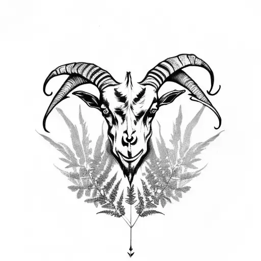 Goat Skull With Fern