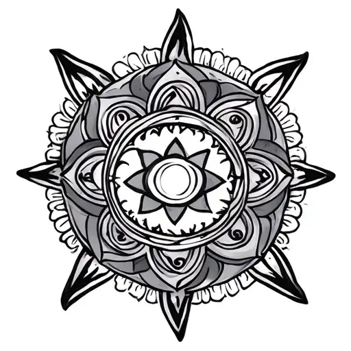 Hindu Chakra Symbol Surrounded