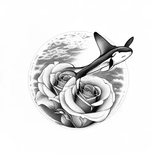 Orca Whale Moon Roses Clock Female Dancer