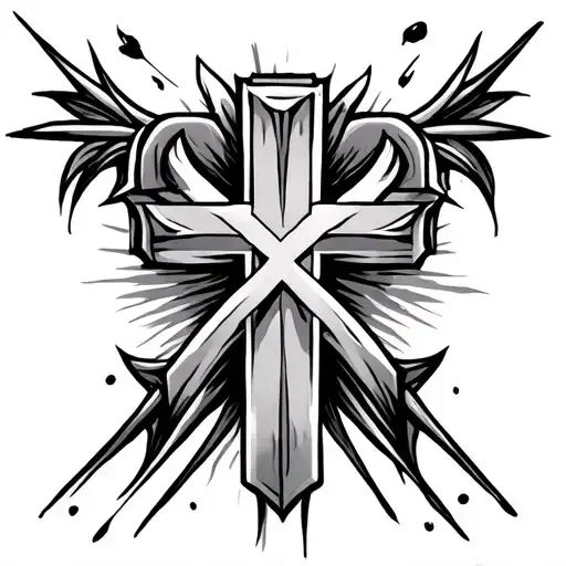 Plain Bold Black Cross Surronded