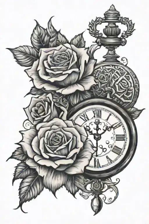 Geometric Melting Pocket Watch Rose Arm Sleeve