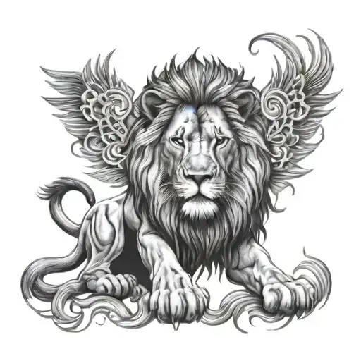 Stoic Full Body Lion Tattoo Design