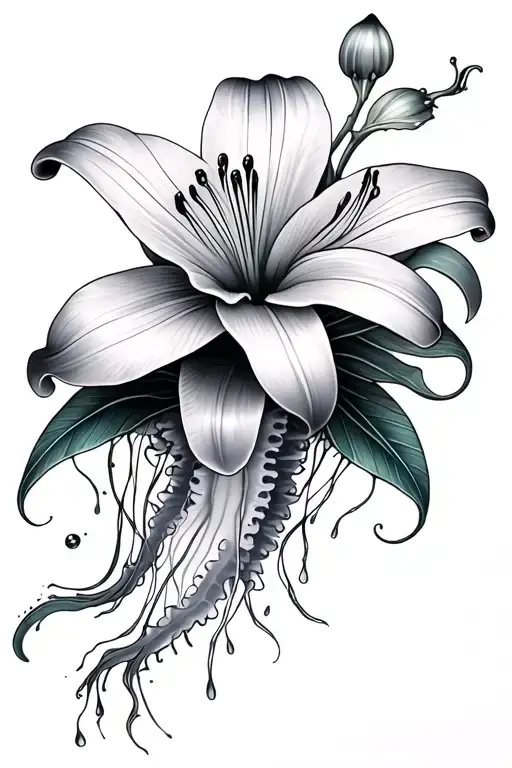 Lily Flower With Jelly Fish