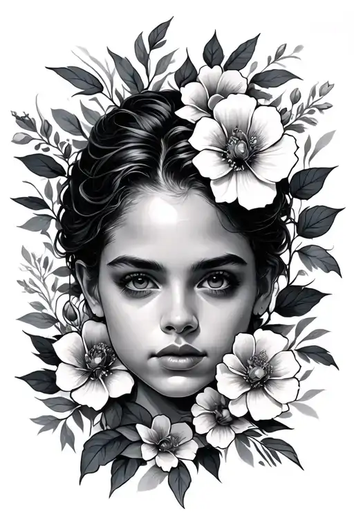 Portrait And Flowers