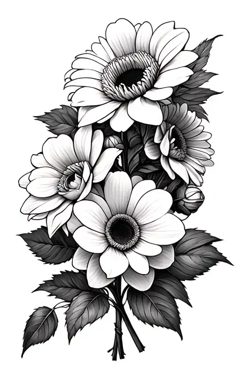 Orchid Chrysanthemum Sunflower White Rose Bouquet Simple