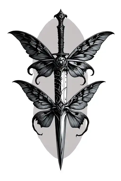 Dagger With Moth Wings Spread Wide