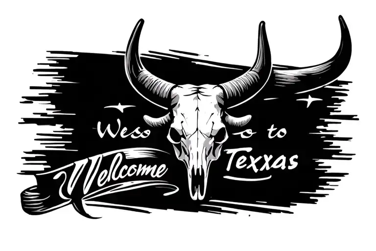 Welcome To Texas Sign With Long Horn Bull Skull