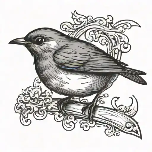 Robin Cursive Lettering With Hood Design At Letter N