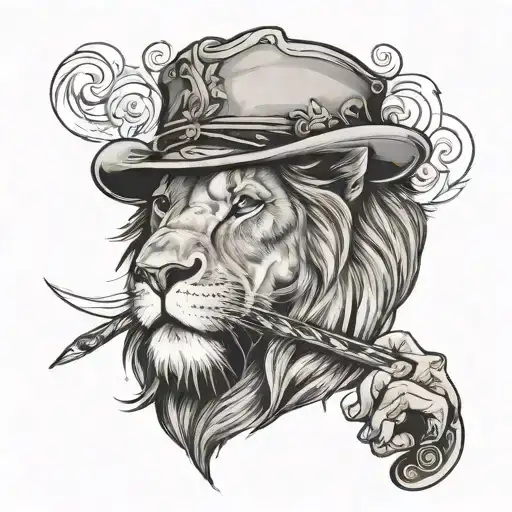 A Lion Smoking A Cigar