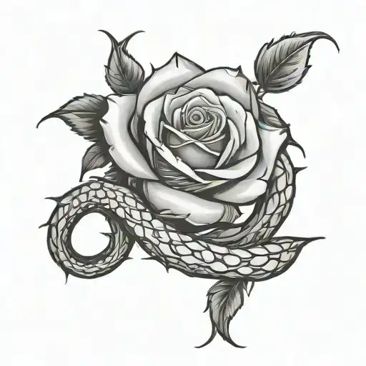 Rose With A Snake And Thorns