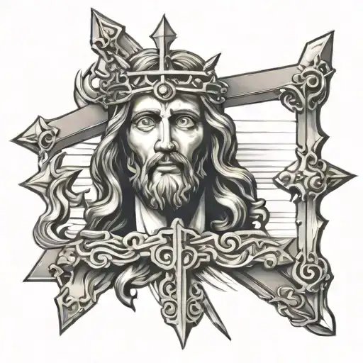 Jesus Cross With Sword Tip