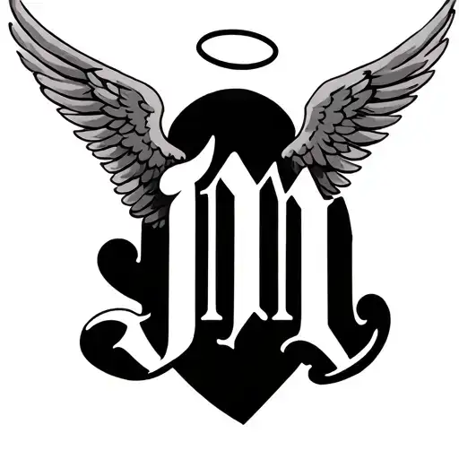 Initials Jm With Angel Wings And A Halo Symbolizing My Passed Mother