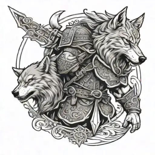 A Viking Warrior With A Wolf Companion