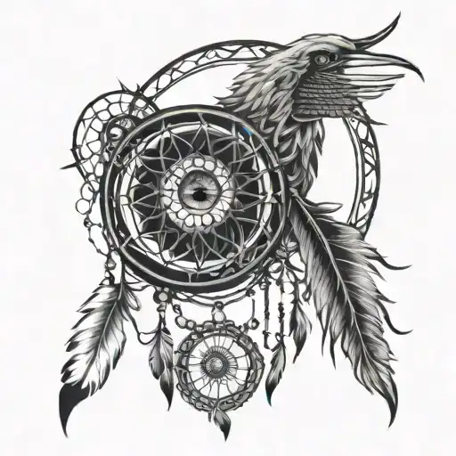 Crescent Moon Dream Catcher Eye Symbol Integrated