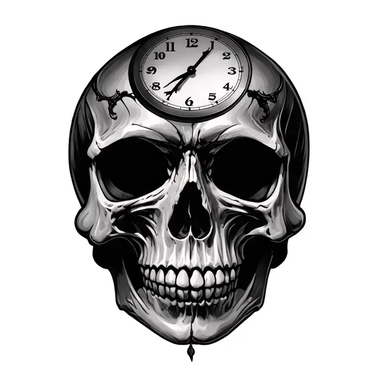 Skull And Clock Soft Shading