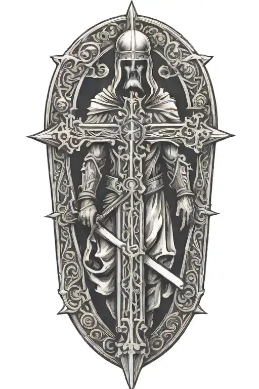 Crusader Man Holding Cross