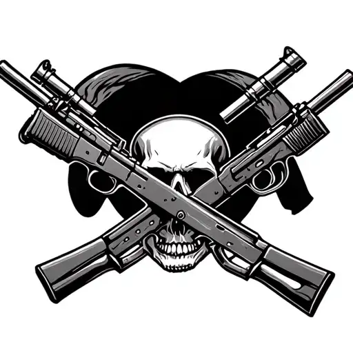 Slilenced Rifles Crossing A Skull