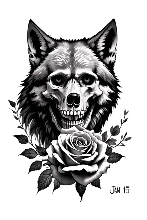 Wolf Amd Rose Skull And Jan 15
