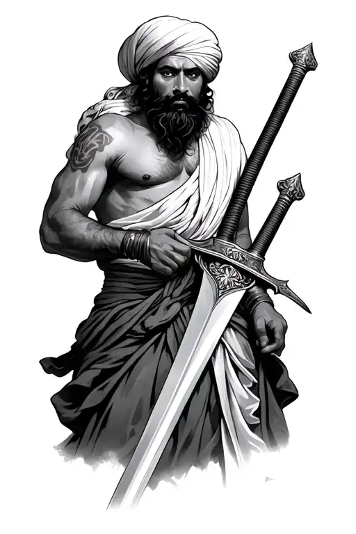 Worries Sikh Man With His Sword