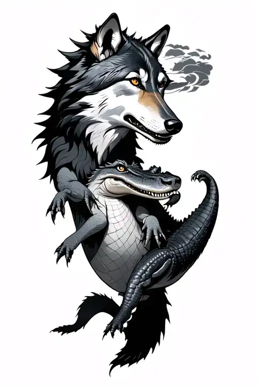 Wolf And Crocodile Holding