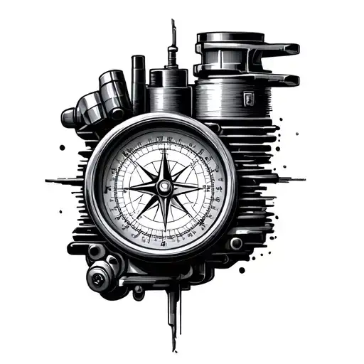 Motor And Map With Compass