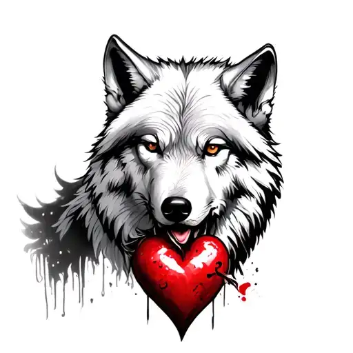 White Wolf Eating Heart