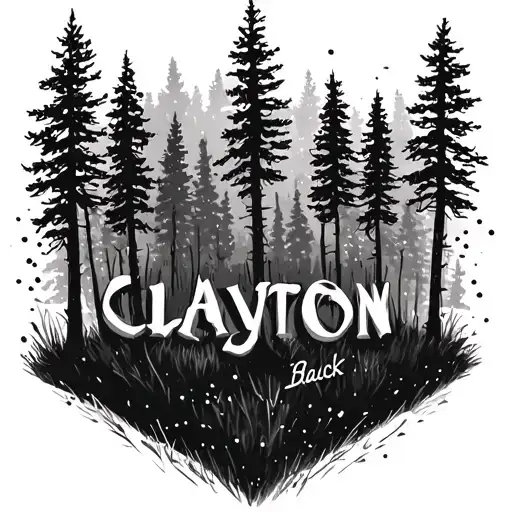 Pnw Forest With Aspen Trees Sprinkled In Behind The Name Clayton