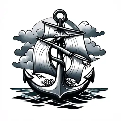 Sailboat Anchor Tattoo Design Inspired