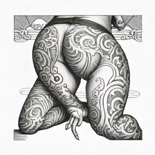 Woman In Black Panties Bent Over