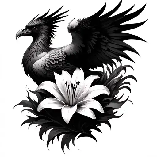 Phoenix And Fire Lily Flower