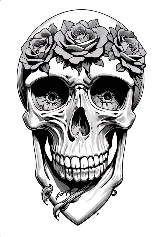 Skull With Three Faces Shaped Like Heart Shape