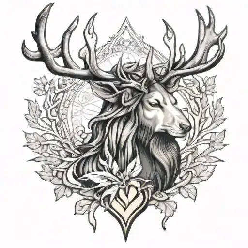 Jesus And Deer Antlers Surrounded