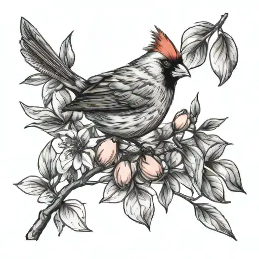 Cardinal On Magnolia Branch With Number 18 Wrap Design Inspired