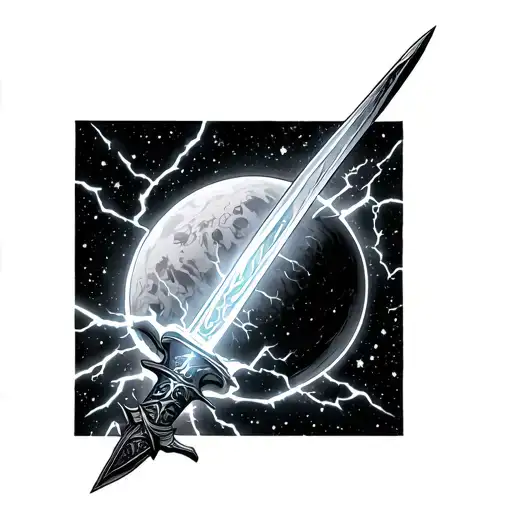 Planet Sword Lighting Storm Stars