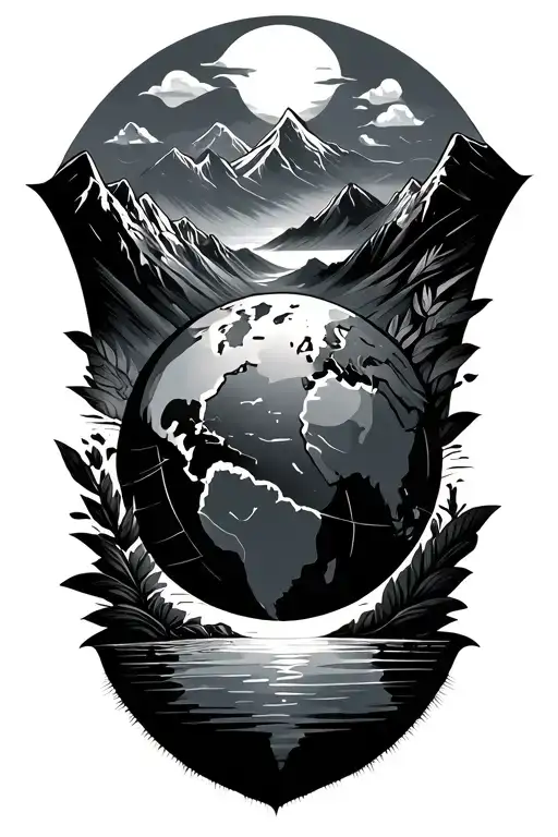 Travel And Mountains With Globe Surrounded