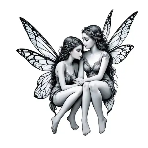Two Sitting Fairies For Different Hands