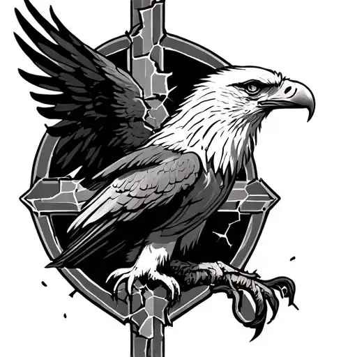Cracked Cross With Eagle