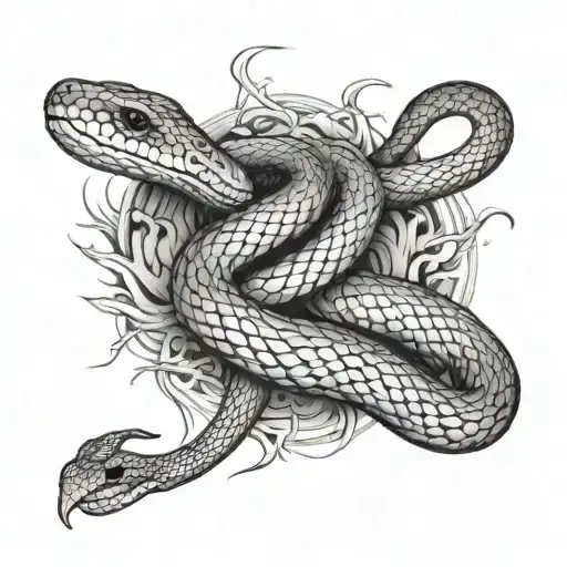 Snake That Goes Around The Arm Half Sleeve Starting From The Wrist