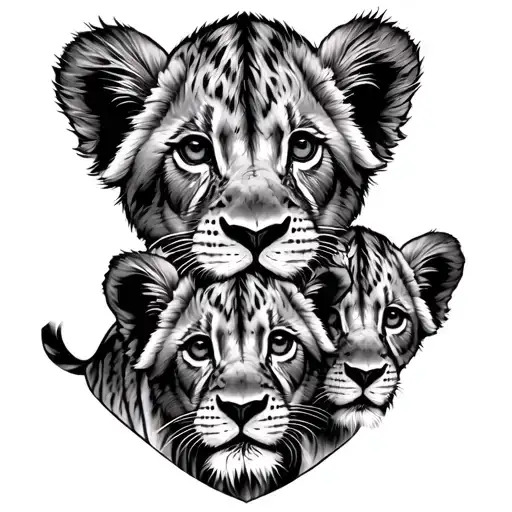 Three Lion Cubs Inside