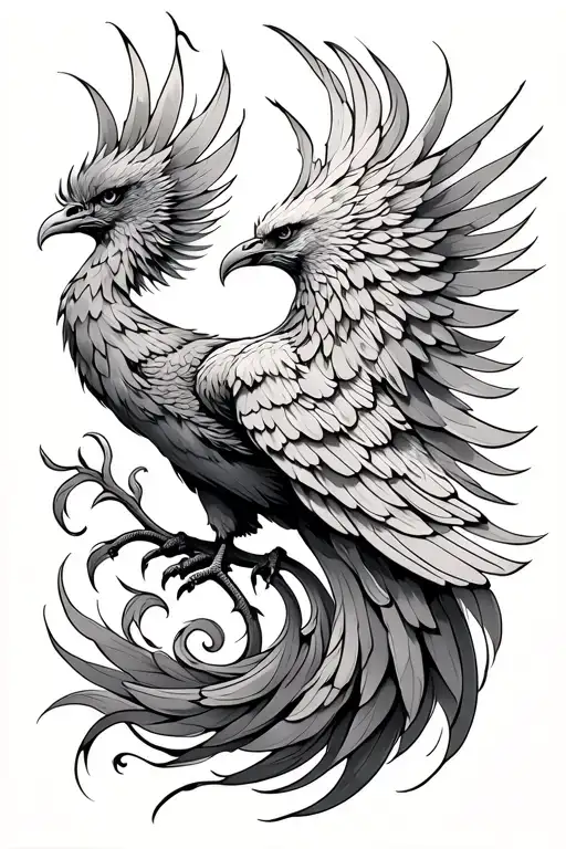 Back Tattoo Of A Phoenix Stretching From The Lower Back Up The Right Side And Across The